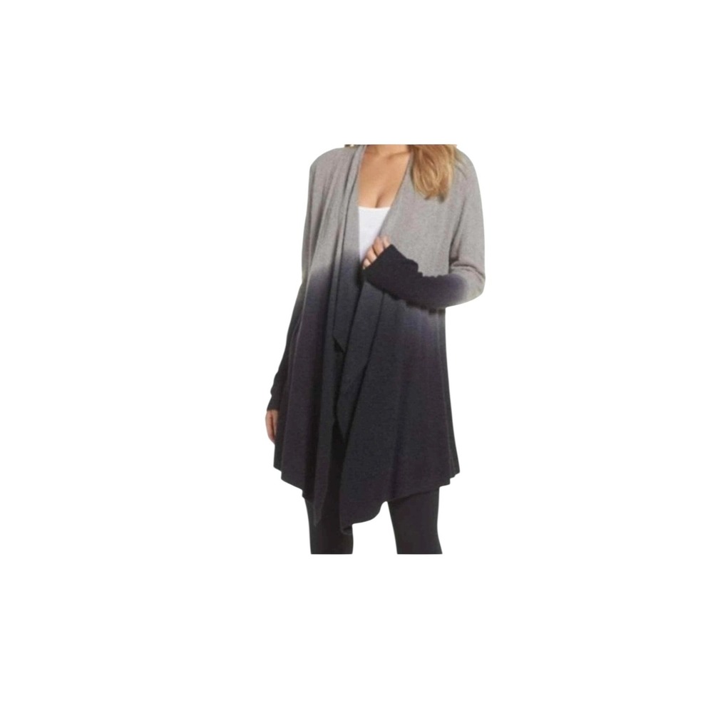 Barefoot Dreams Bamboo Chic‎ Lite Ombre Gray Black Cardigan Duster S/M